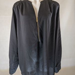 Calvin Klein Black Long Sleeved Gold Zip Front